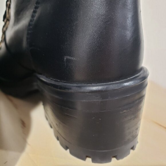 Steve Madden Grenada Boots Size 9 Moto Hiking Black Leather Lace up - Picture 14 of 14